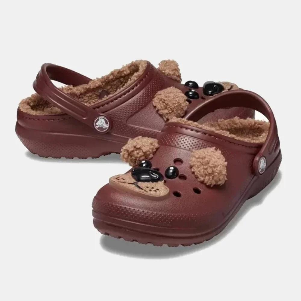 Crocs Classic Lined I AM Brown Bear 210019-2FL Clogs Toddler Casual Shoes NIN253